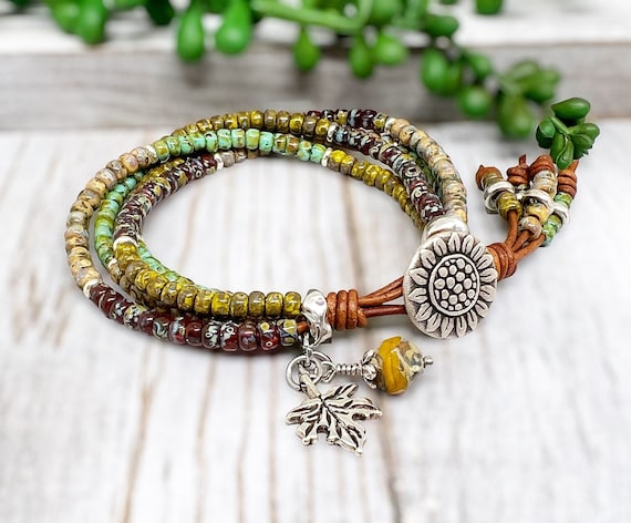 Sunflower outlet leather bracelet