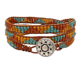 Western Bracelets For Men/ Leather Wrap Bracelets For Women/ Boho Jewelry For Women/ Leather Bracelet For Men/ Beaded Wrap Bracelet.