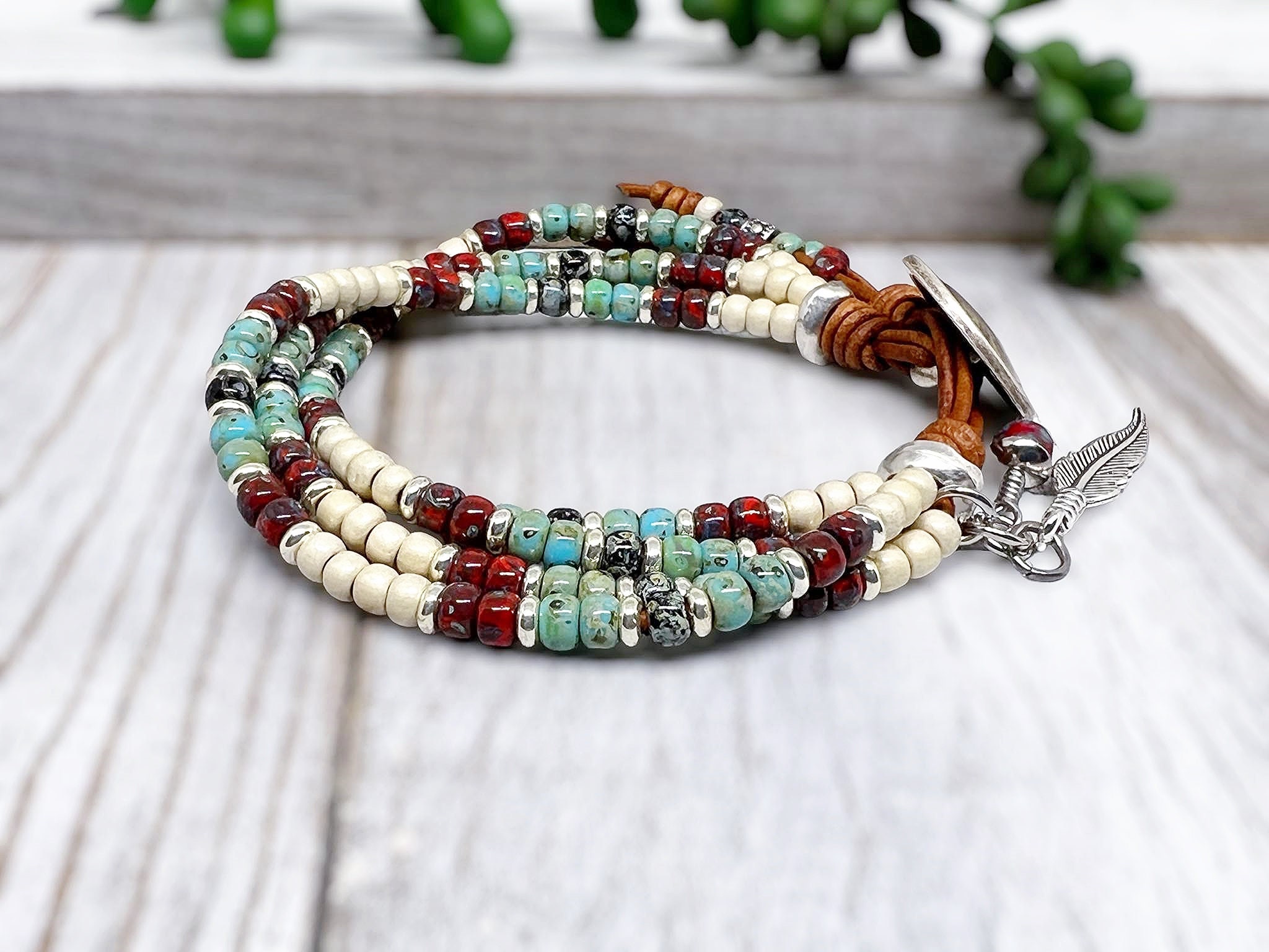 Native American Style Bracelet for Women Indian Jewelry Leather