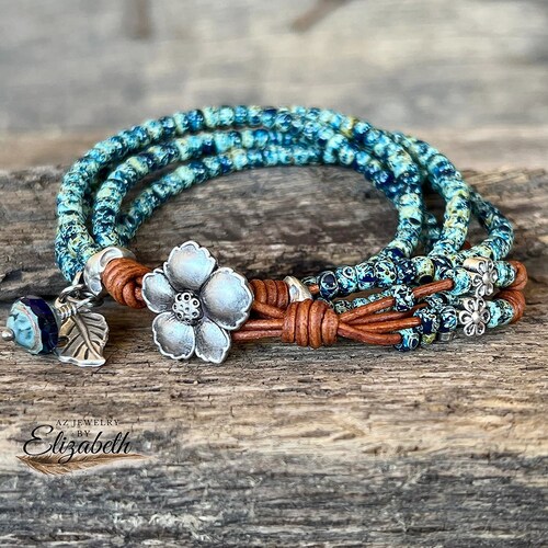 Seed Bead Wrap Bracelet/ Beaded Leather Bracelets for Women/ Etsy