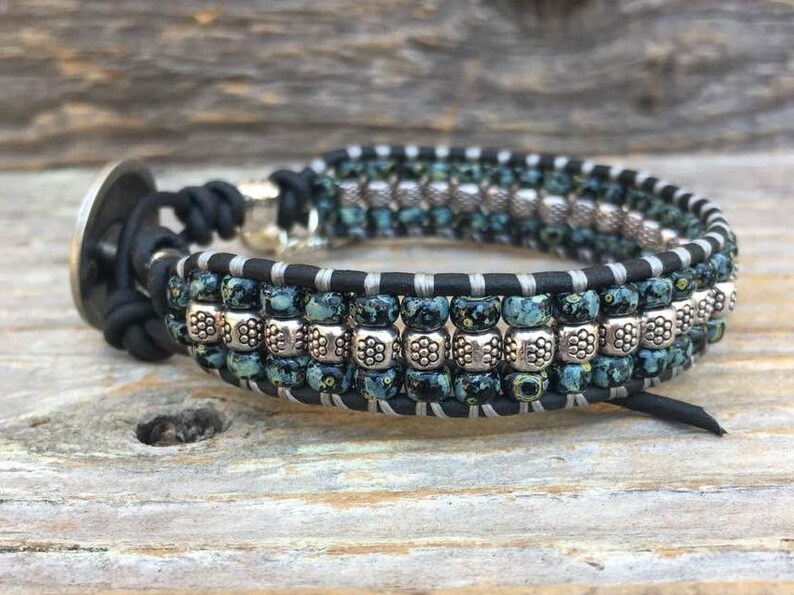 Native American Style/ Black Bracelets For Women/ Mens Leather Etsy