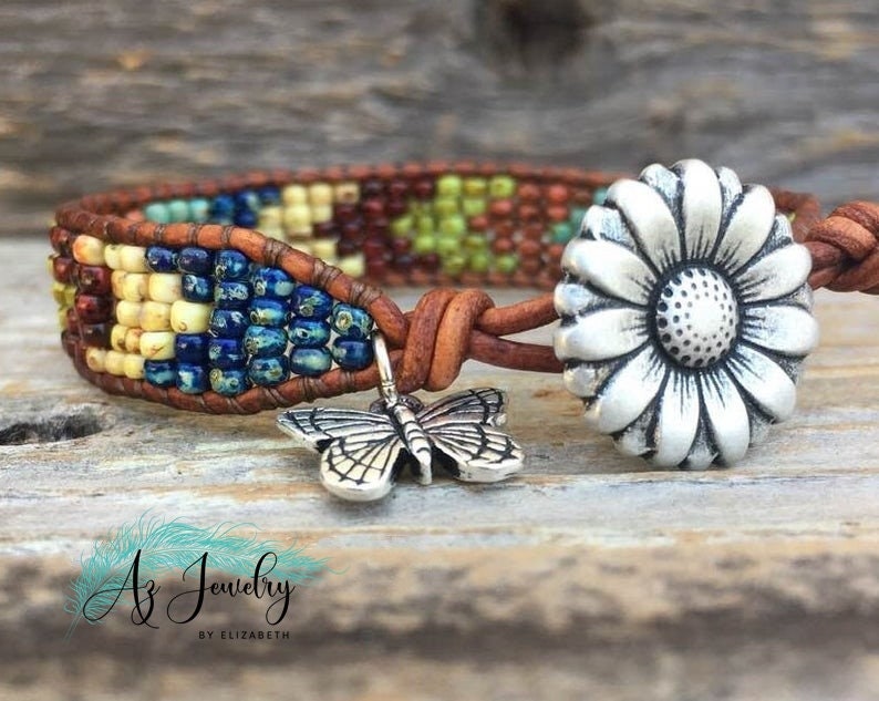 Seed Bead Wrap Bracelet/ Beaded Leather Bracelets for Women/ Etsy