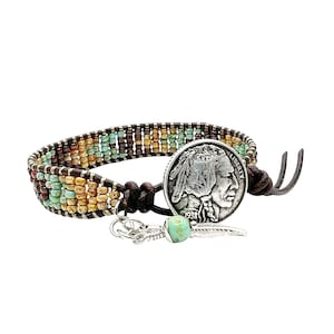 Beaded Leather Wrap Bracelet: Handmade Boho Cuff Jewelry