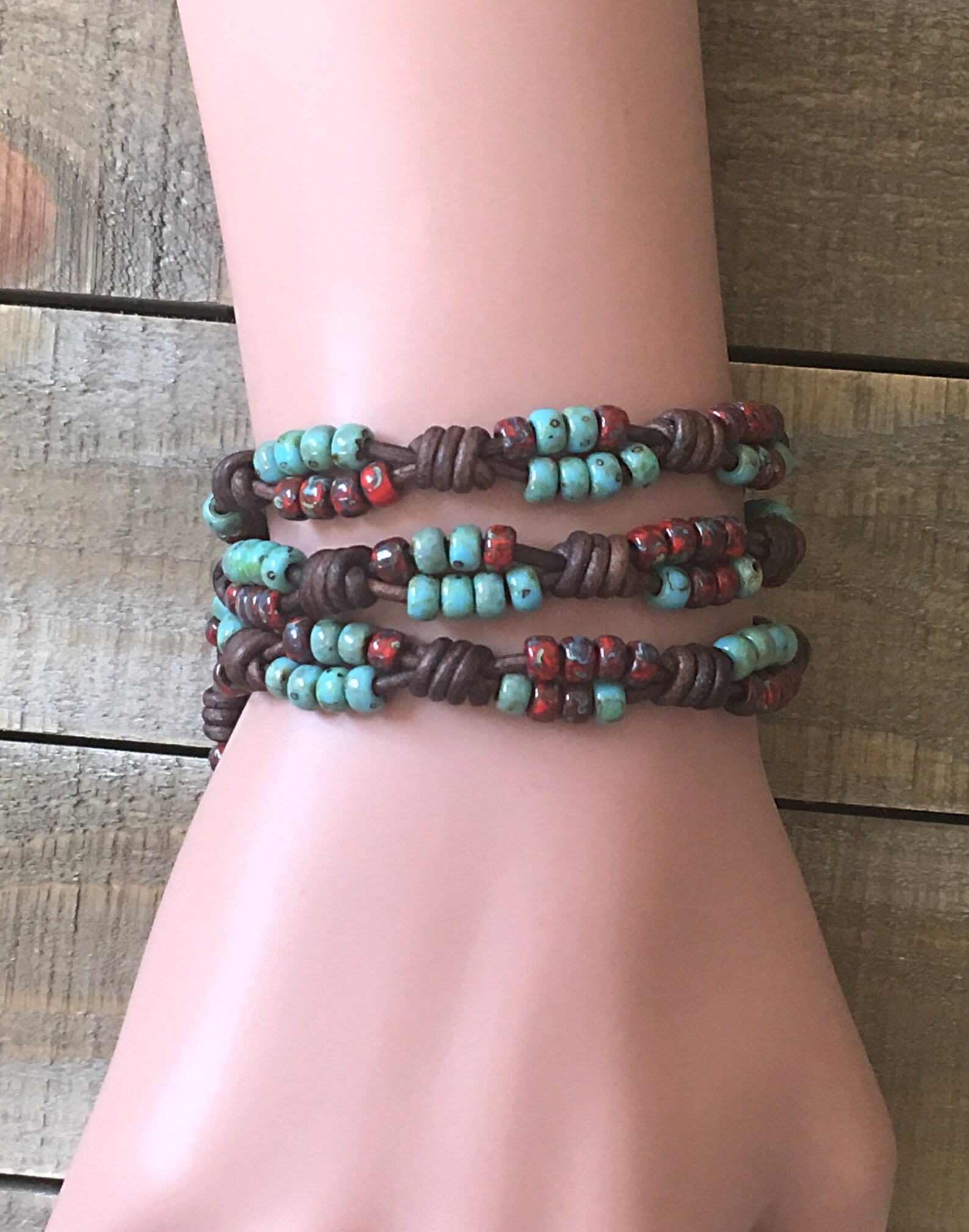 Leather Wrap Bracelets for Women/ Beaded Wrap Bracelet for Etsy