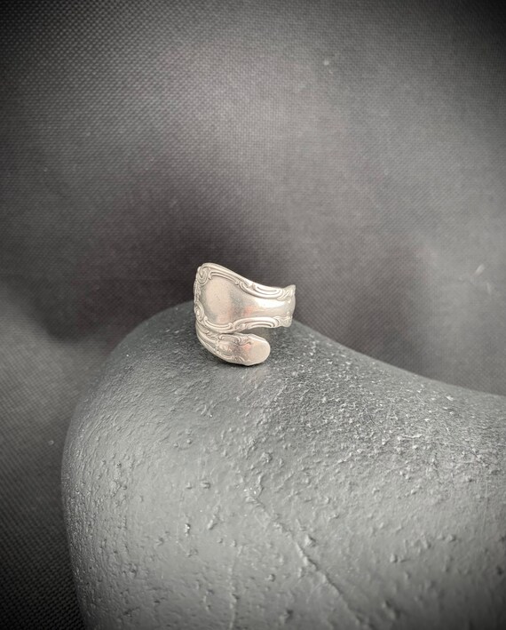Sterling Silver Spoon Ring: “French Scroll” with … - image 8
