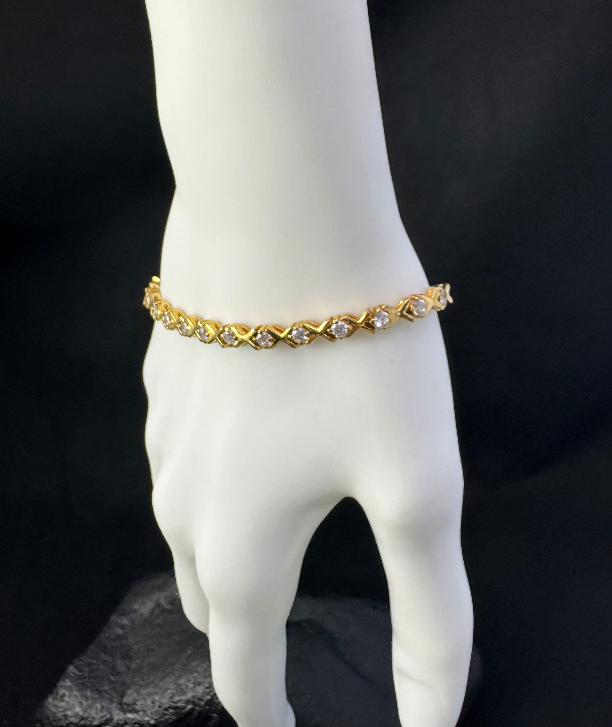 CZ Gold Tone Sterling Silver Bracelet: Sterling Silver Gold CZ Gold Tone Sterling Silver Bracelet: Sterling Silver Gold
