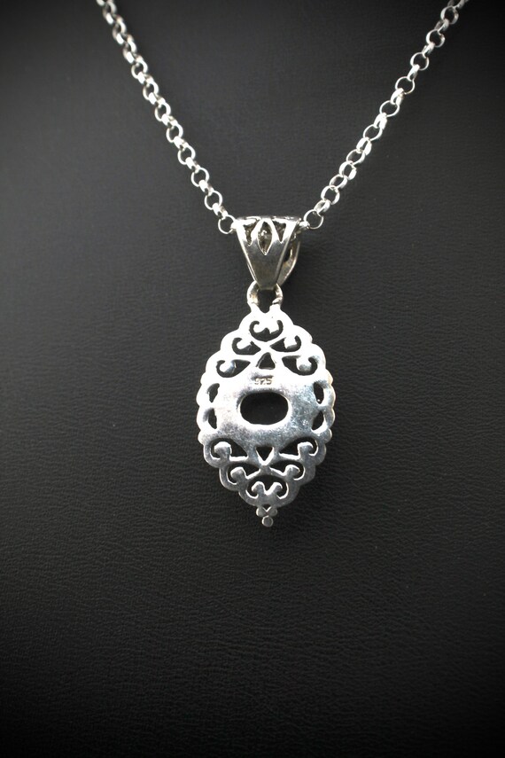 Sapphire, silver pendant necklace: Deep sapphire … - image 10