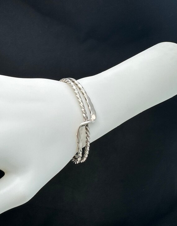 Sterling Silver Cuff/Bangle: Abstract, minimalist… - image 1