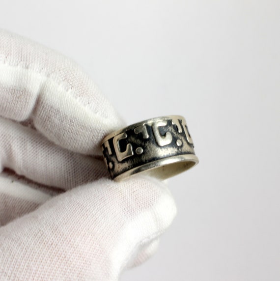Mexico Geometric Adobe Sterling Silver Ring, Sterl
