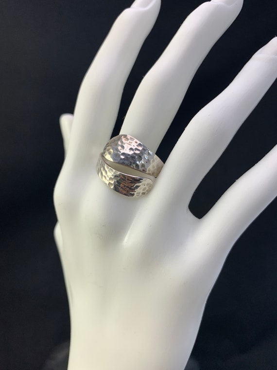 Sterling Silver Eighties ring:  Size 9-10 adjustab