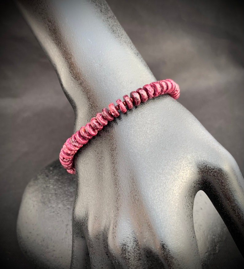 Hallmarked 11501 AW-30 Audrita designed and created Southwest bracelet with two size purple spiny oyster beads in 7.5 inch length