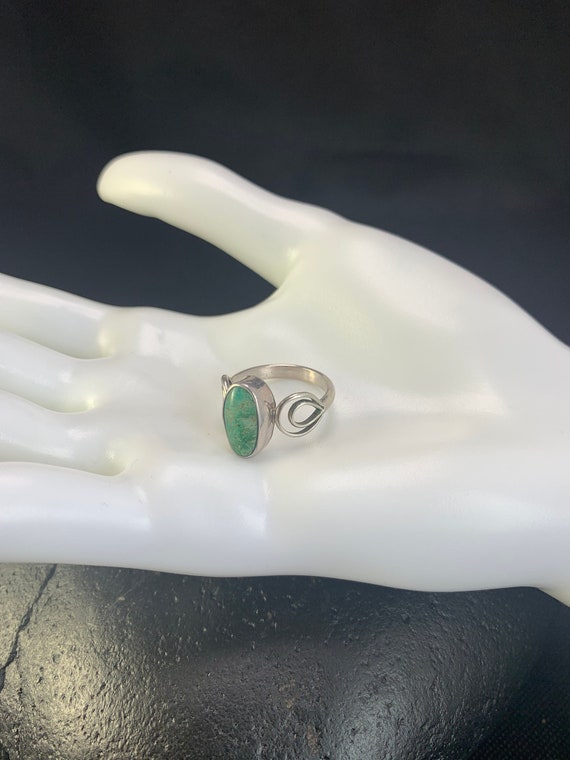 Silver Turquoise Ring:  Rustic Southwestern Ring w
