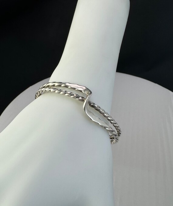 Sterling Silver Cuff/Bangle: Abstract, minimalist… - image 2