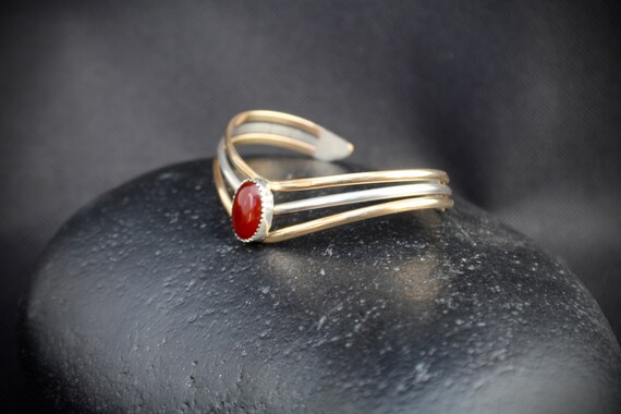 Native American Cuff: Navajo Carnelian and Silver… - image 5