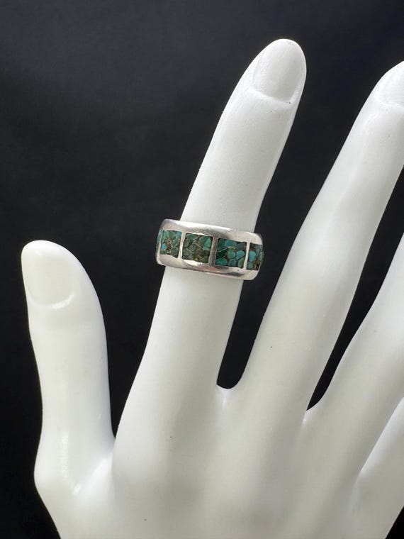 Native American Ring: Rustic, sterling silver ban… - image 3