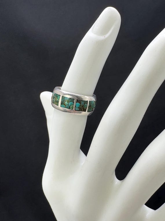 Native American Ring: Rustic, sterling silver ban… - image 5