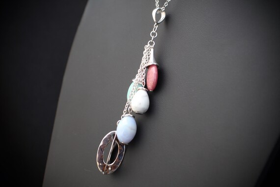 Multi stone necklace: Rose, Lilac, White, Turquoi… - image 5