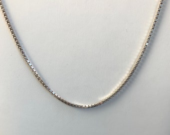 24” Sterling Silver Box Chain:  Stamped made in Italy 925.  This is a shiny, high luster sterling silver 24” chain in minimalist style 11950