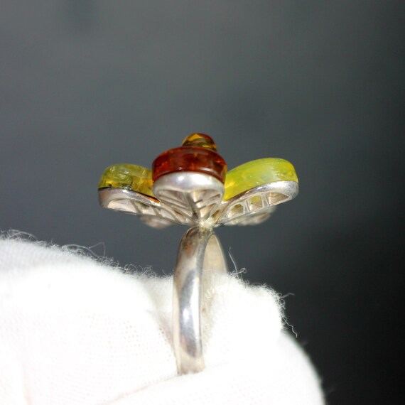 Flower Silver Resin ring: Large Petal Resin Petal… - image 4