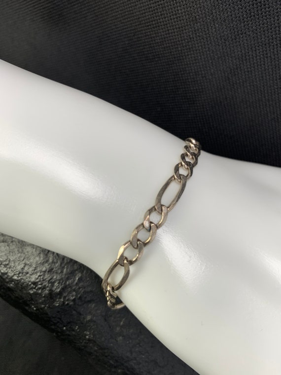 Figaro link silver bracelet:  9‘ Sterling figaro c