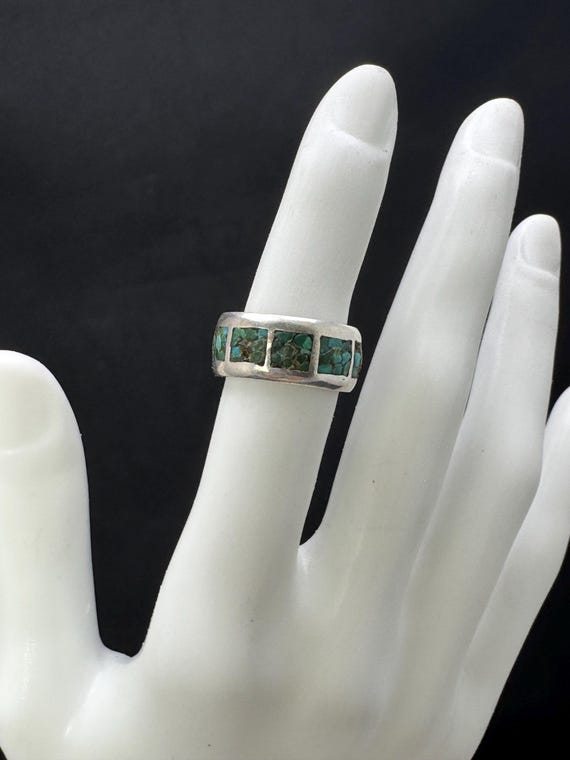 Native American Ring: Rustic, sterling silver ban… - image 4