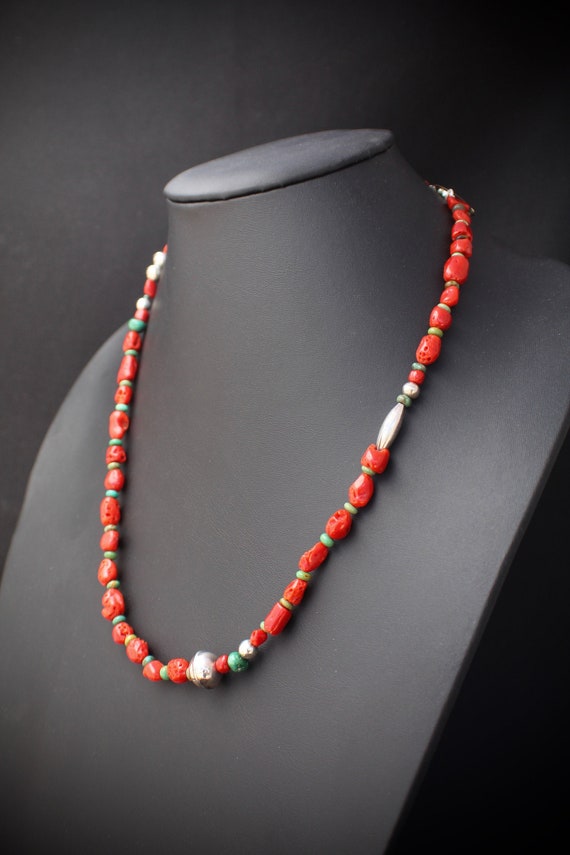 Tubule Rare Vintage Native American Zuni Turquoise Sterling Silver Necklace Tubule Rare Vintage Native American Zuni Turquoise Sterling Silver Necklace