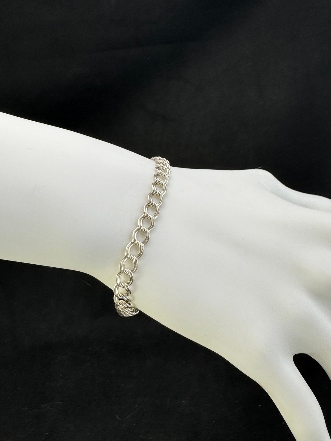 Sterling Silver Chain Bracelet: 7 Inch Double Cable Chain Sterling Silver Chain Bracelet: 7 Inch Double Cable Chain