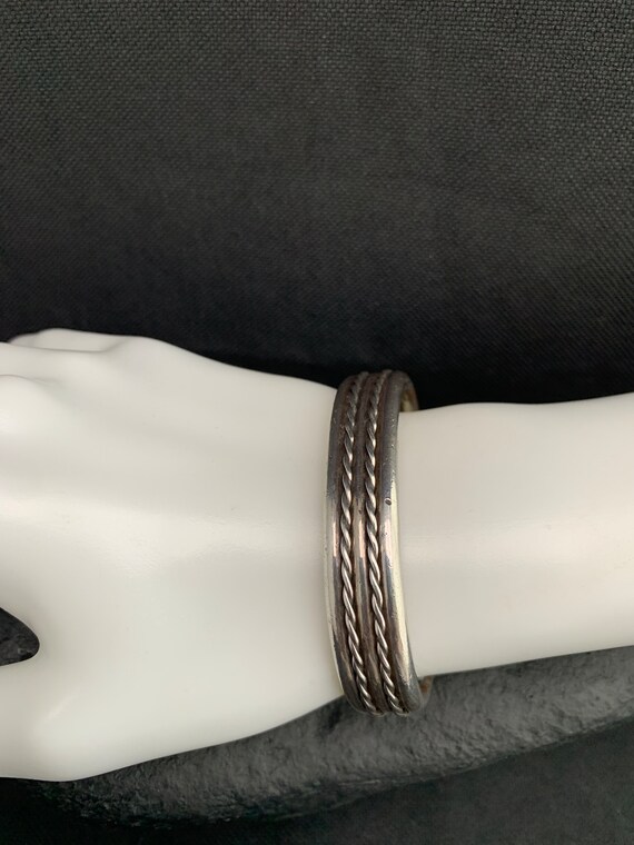 Native American,cuff:  handmade, solid silver cuf… - image 2
