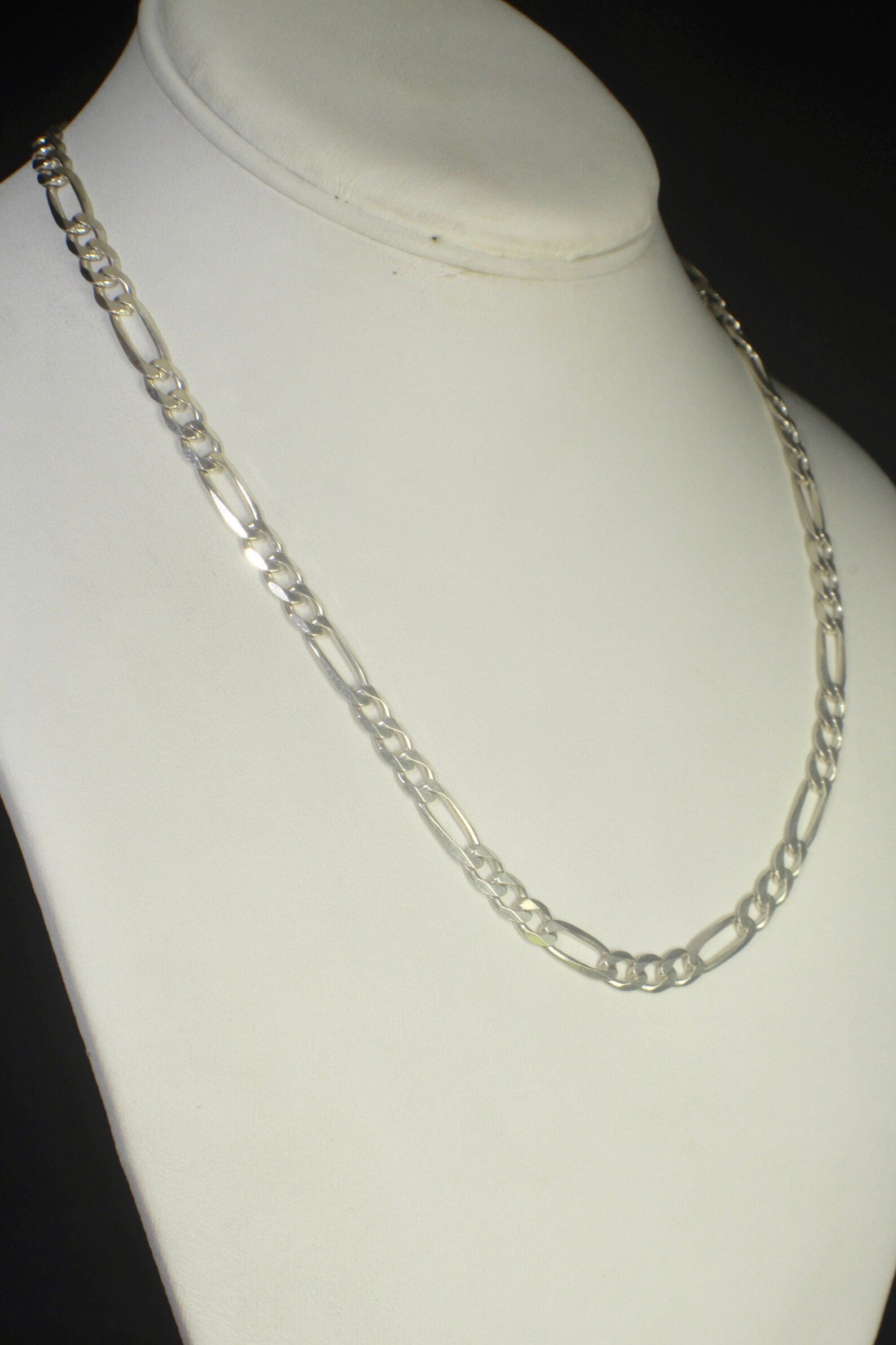 Heavy sterling silver figaro chain made in Italy. Stamped Etsy