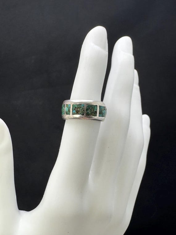 Native American Ring: Rustic, sterling silver ban… - image 6