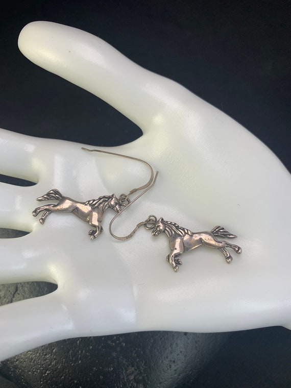 Sterling Silver horse earrings: Mustang Horse Ster