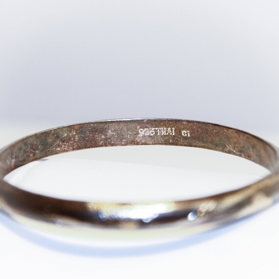 Hinged Silver Bangle:  Silver Bangle Bracelet wit… - image 2