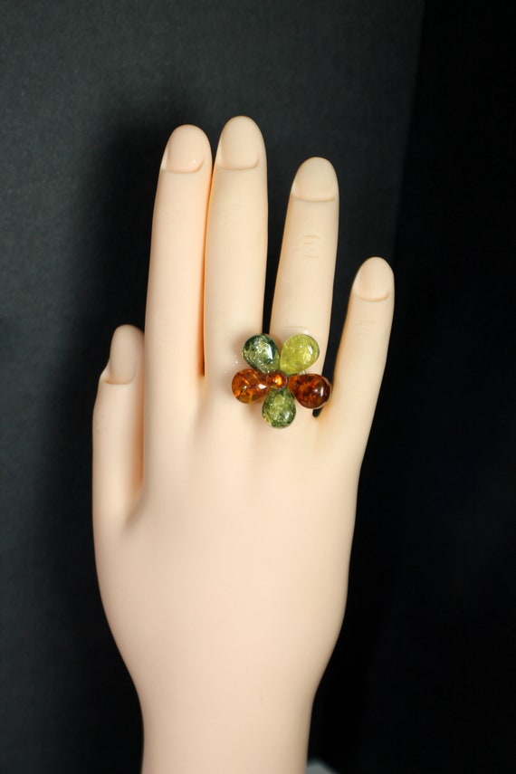 Flower Silver Resin ring: Large Petal Resin Petal… - image 6