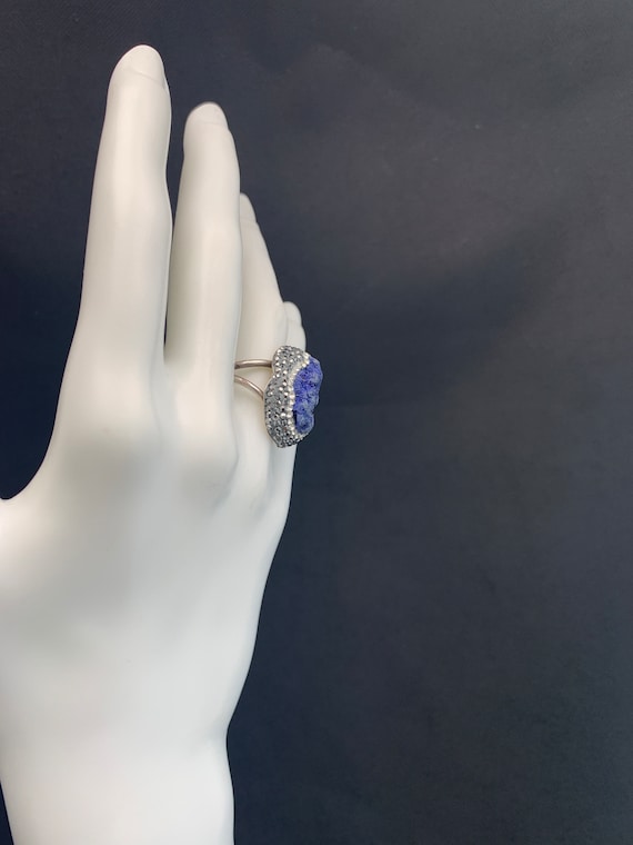 Deep blue Quartz ring:  Set in Sterling Silver su… - image 3