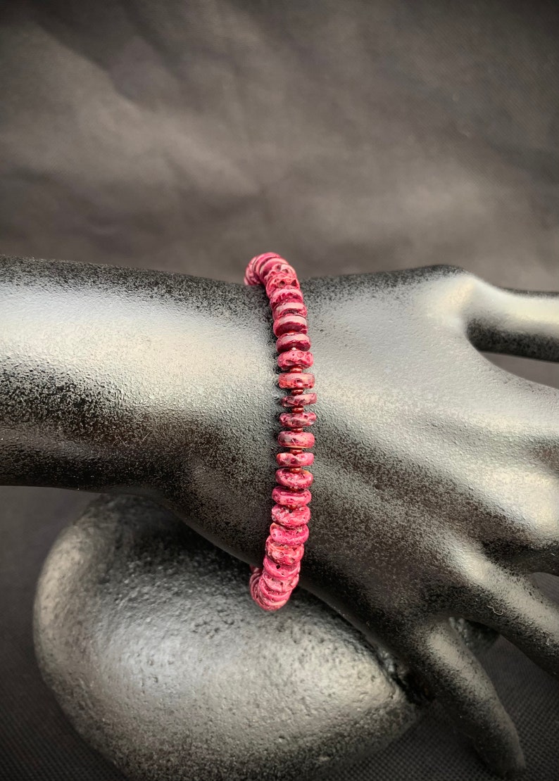 Hallmarked 11501 AW-30 Audrita designed and created Southwest bracelet with two size purple spiny oyster beads in 7.5 inch length