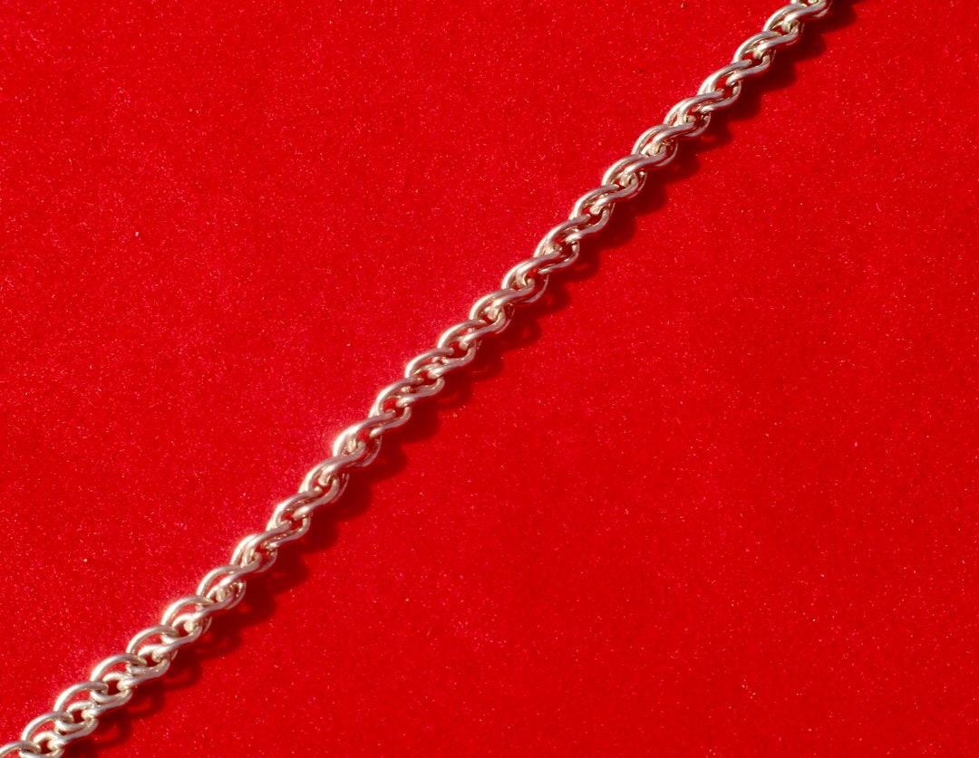 Sterling Silver Chain Double Link, Cable Chain, in Seventeen and Half
