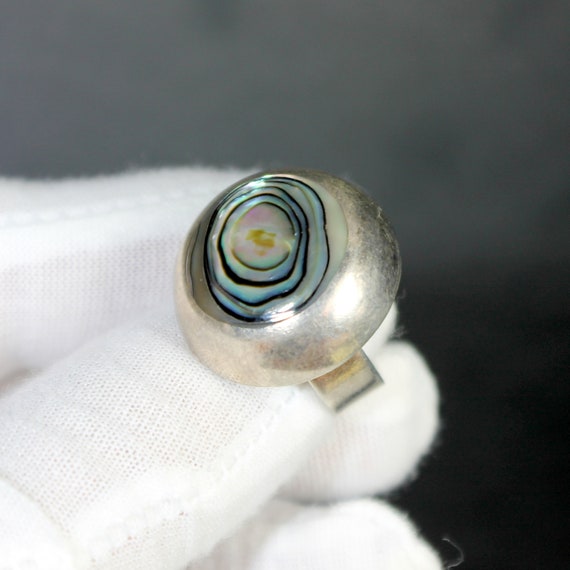 Art Deco Ring: Large Sterling Silver Bulbuous Rin… - image 2
