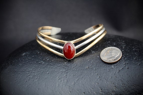 Native American Cuff: Navajo Carnelian and Silver… - image 3