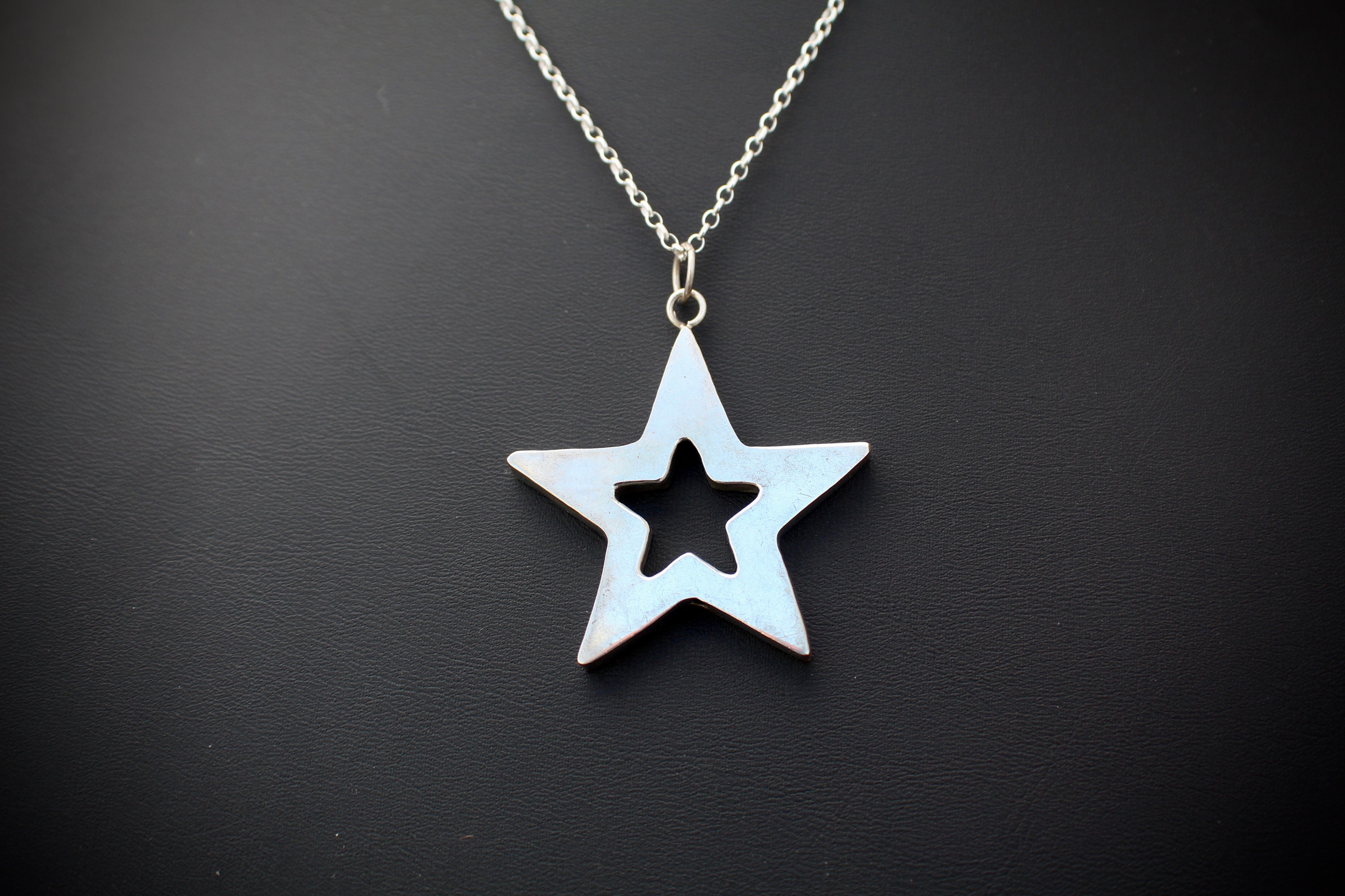 ★HARANG★ HR 79N_Silver Star Necklace Sterling Silver Star Necklace 16 - 22 Inches Night Sky Stars