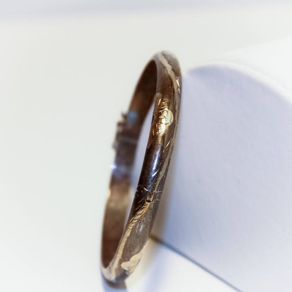 Hinged Silver Bangle:  Silver Bangle Bracelet wit… - image 3