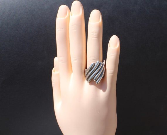 80’s silver ring: Modern look, contemporary, geom… - image 9