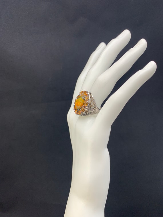 Orange Agate Ring:  Sterling silver ring with viv… - image 2