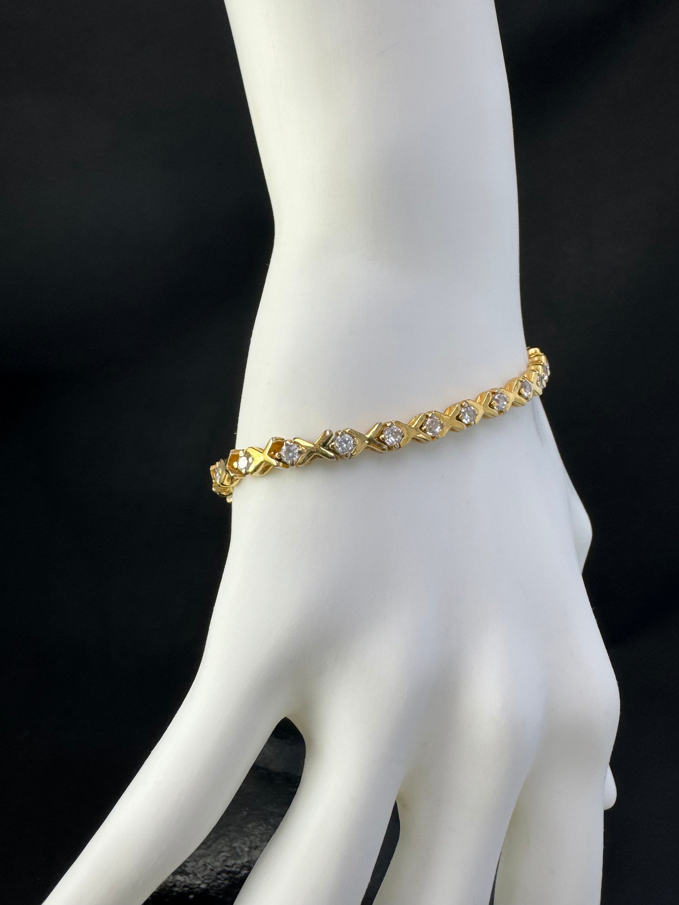 CZ Gold Tone Sterling Silver Bracelet: Sterling Silver Gold CZ Gold Tone Sterling Silver Bracelet: Sterling Silver Gold
