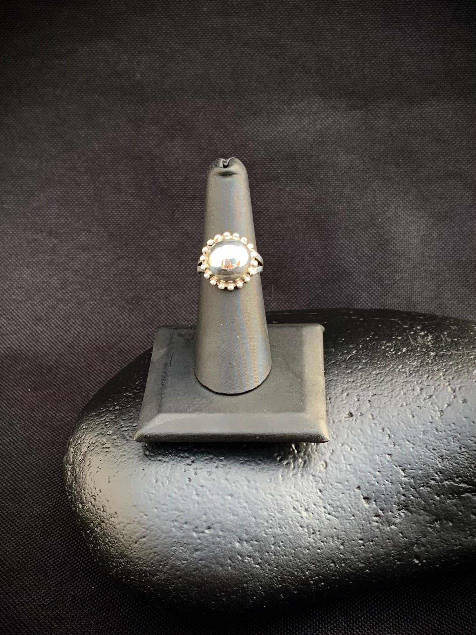 Eighties Sterling Silver Ring, Minimalist, Bulbous Center