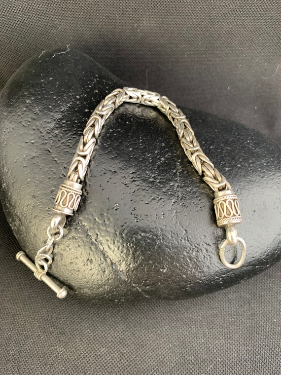 Silver Chain Bracelet: “king's Braid” Link Sterling Silver