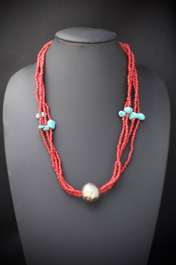 Huge Chunks Of Coral Vintage Native American Navajo Sterling Silver Link Bracelet Huge Chunks Of Coral Vintage Native American Navajo Sterling Silver Link Bracelet