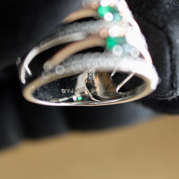 Silver, Green CZ Ring: Gold Tone With Green Cubic Zirconia