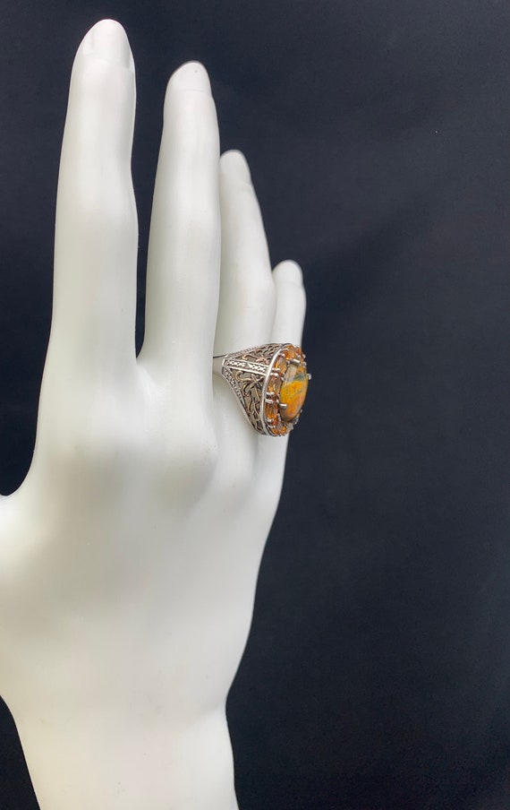 Orange Agate Ring:  Sterling silver ring with viv… - image 5