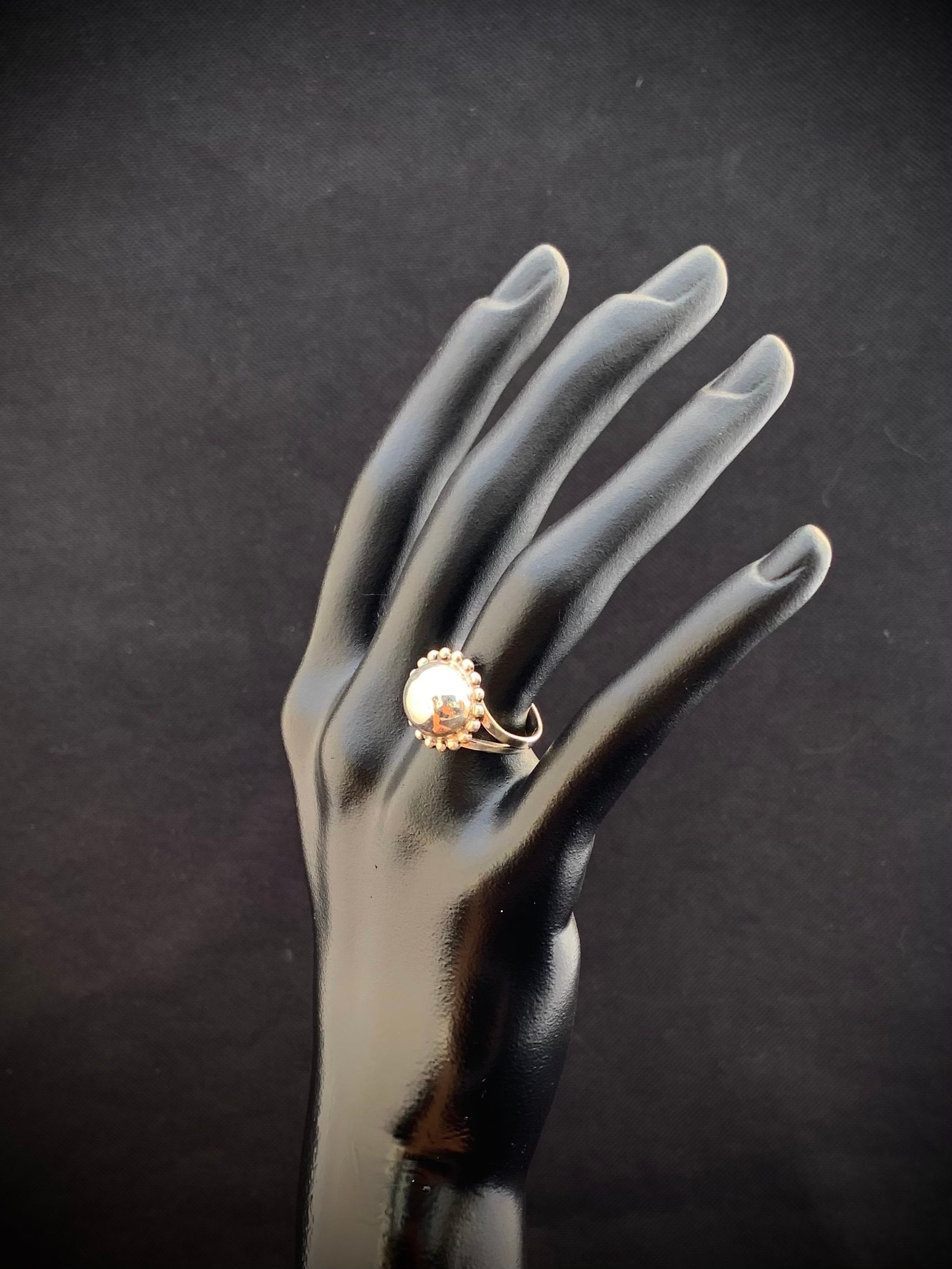 Eighties Sterling Silver Ring, Minimalist, Bulbous Center