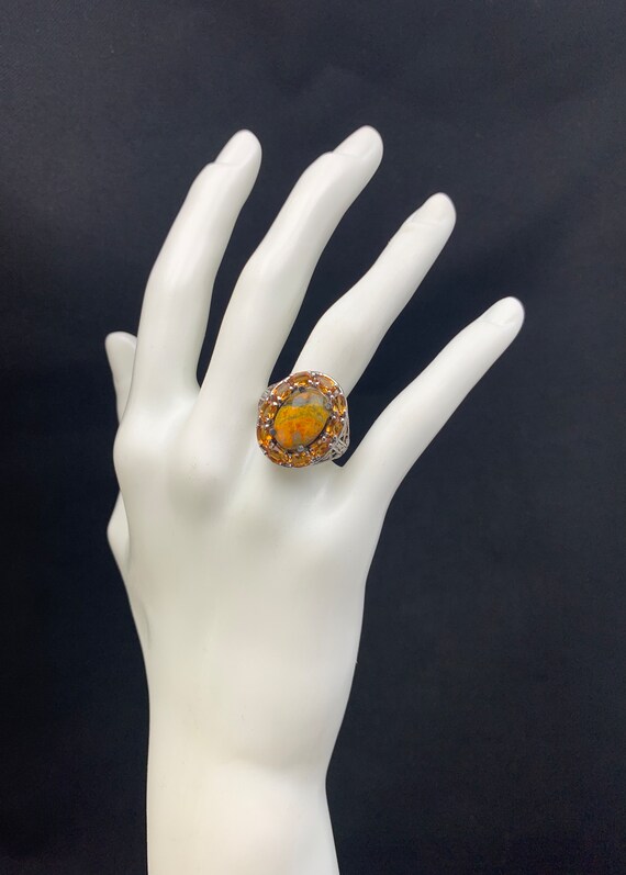 Orange Agate Ring:  Sterling silver ring with viv… - image 6